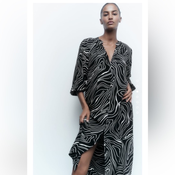 ⚫️ Zara ⚫️ viscose midi dress - size medium - Picture 3 of 8